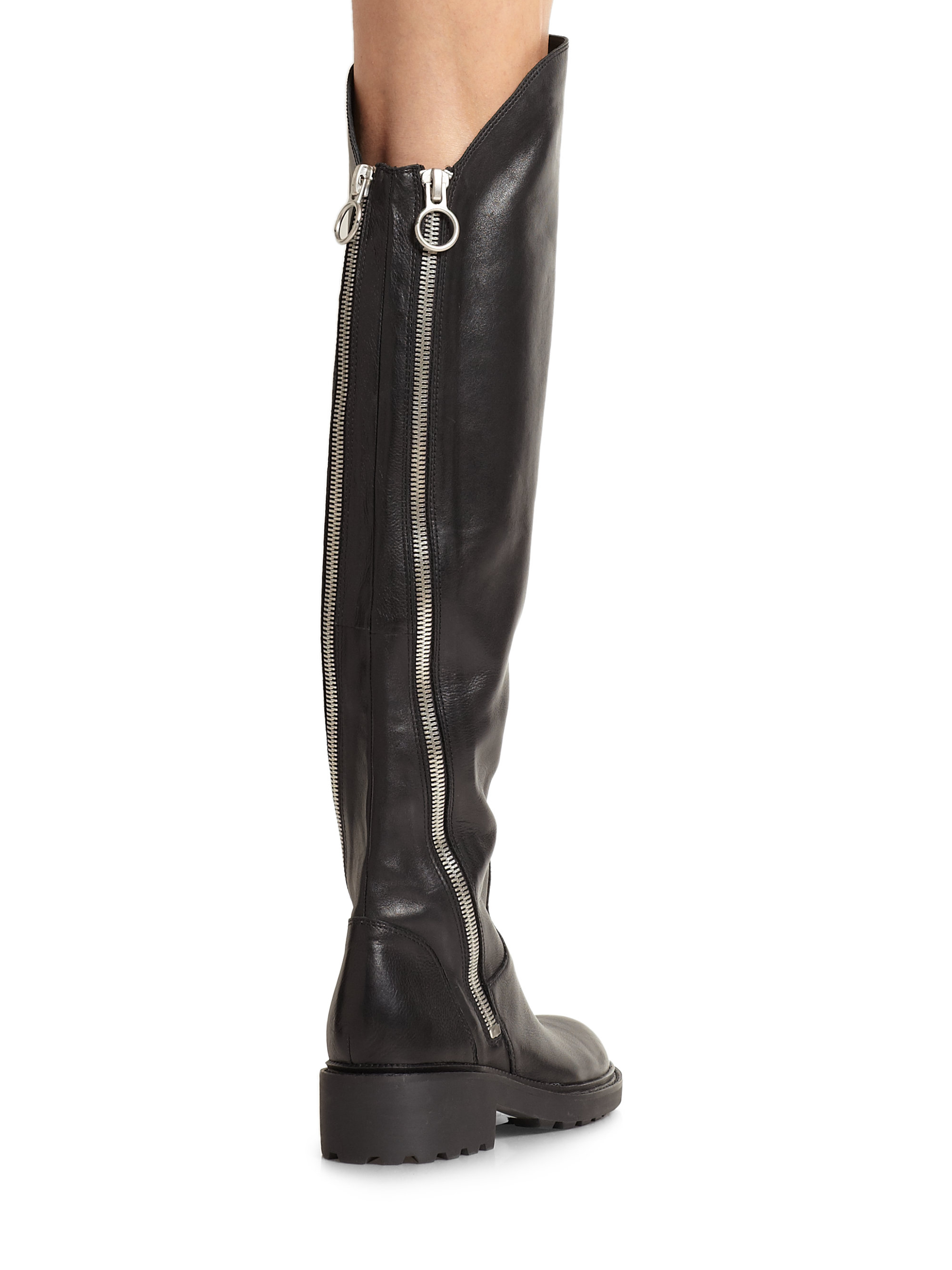 Lyst Ash Seven Leather OverTheKnee Zipper Boots in Black