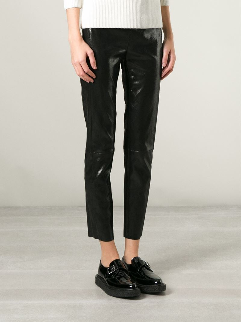 black leather skinny trousers