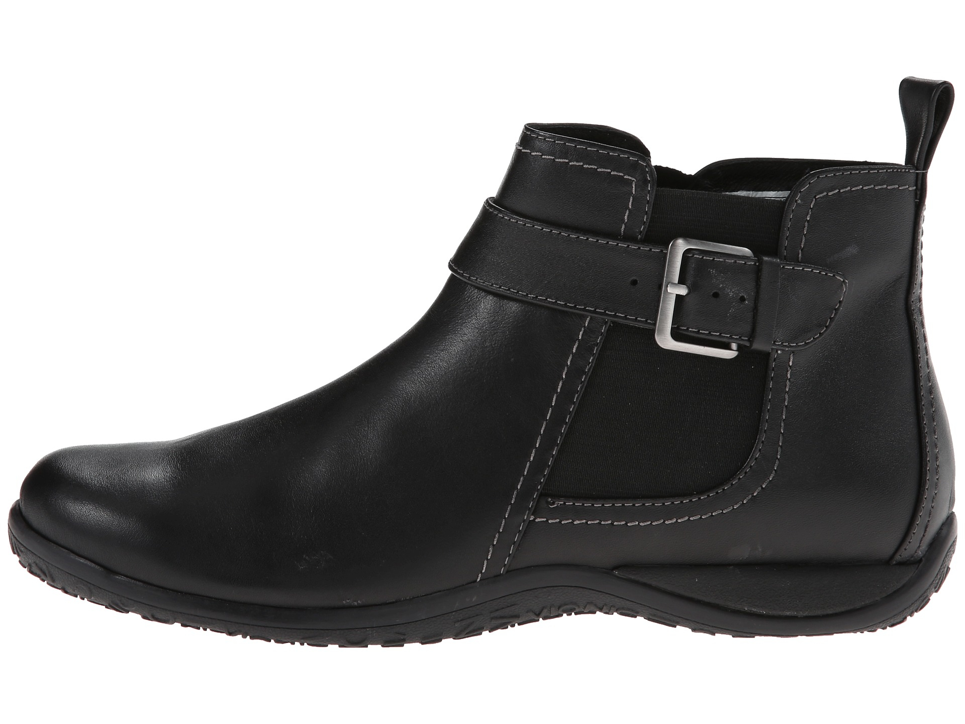 vionic black leather ankle boots
