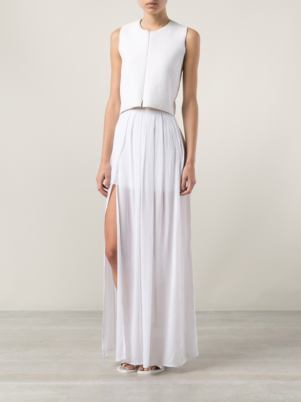 White Pleated Maxi Dress