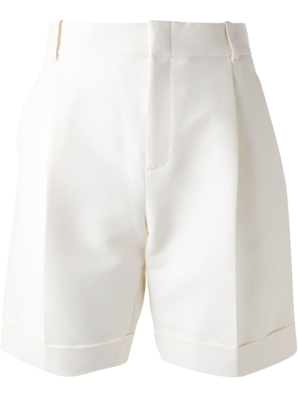 Gucci Pleated Bermuda Shorts in White | Lyst