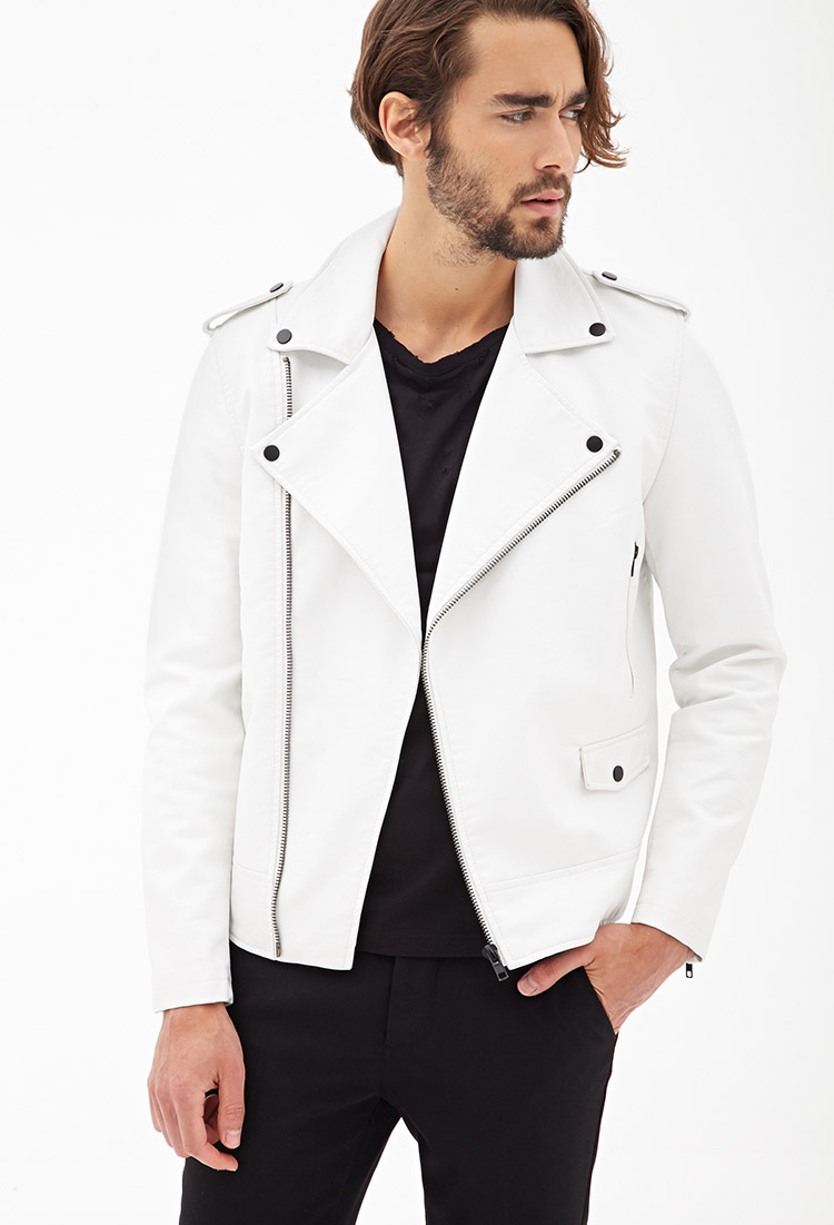 White faux leather jacket