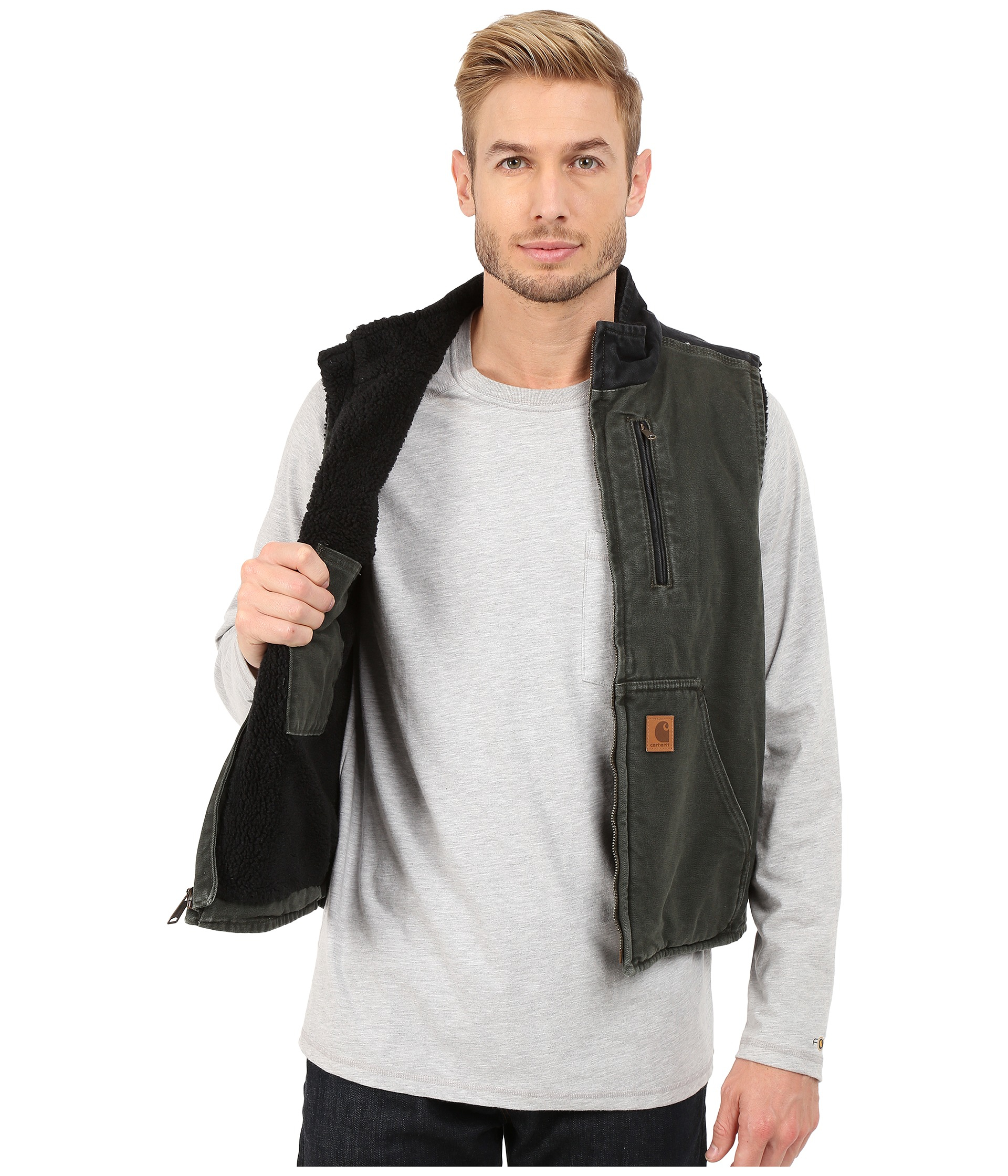 Download Carhartt Mock Neck Vest Sherpa Lined Sandstone in Green for Men | Lyst