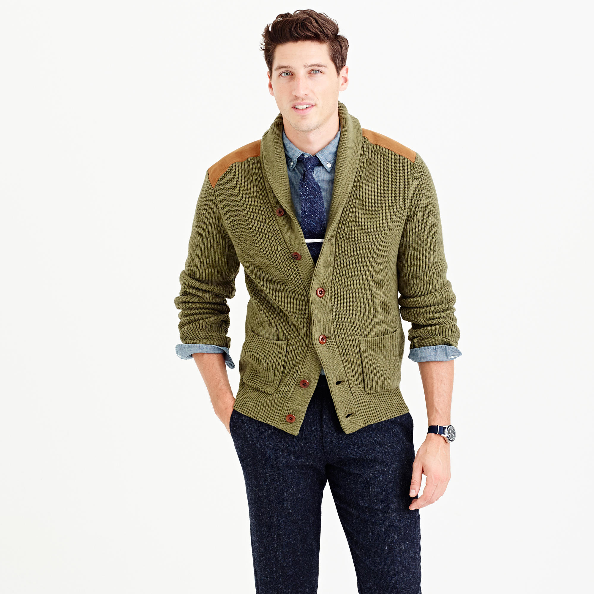 Lyst J.Crew Woodsman Cardigan Sweater in Green for Men