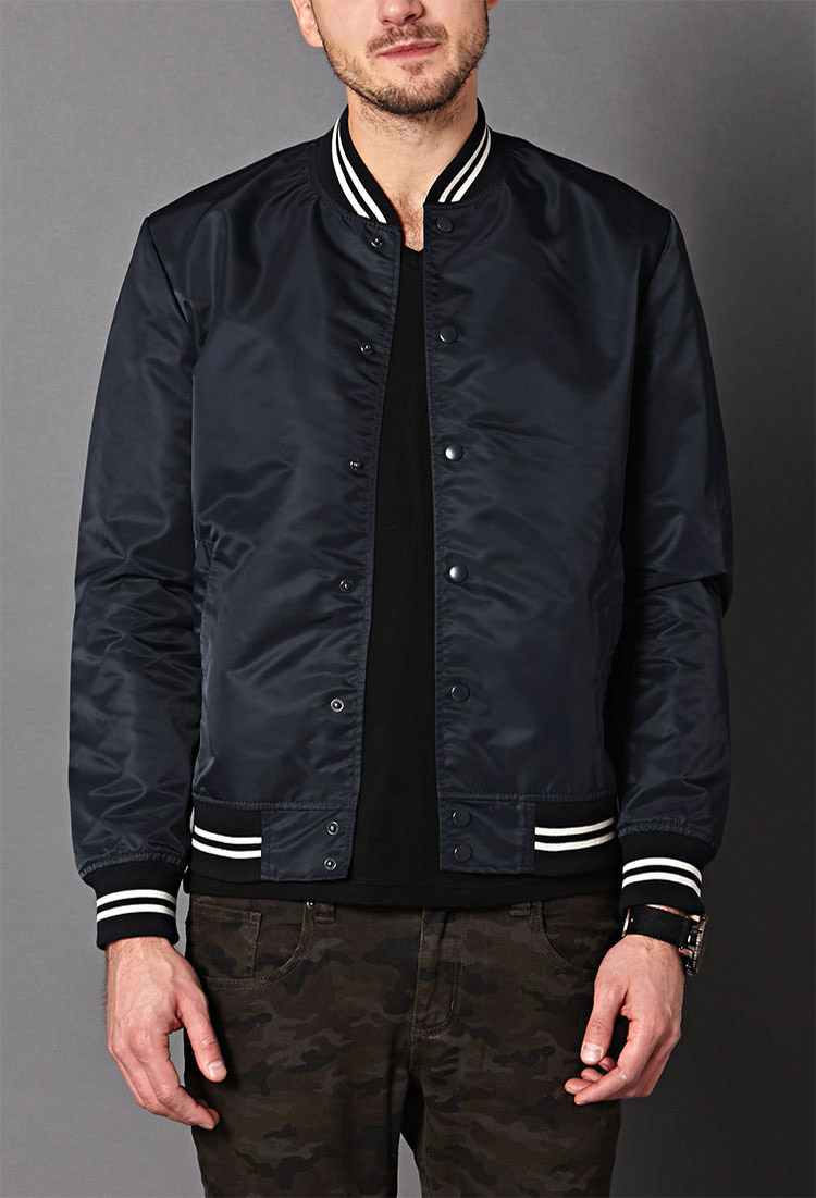 Forever 21 Striped Bomber Jacket in White for Men Lyst