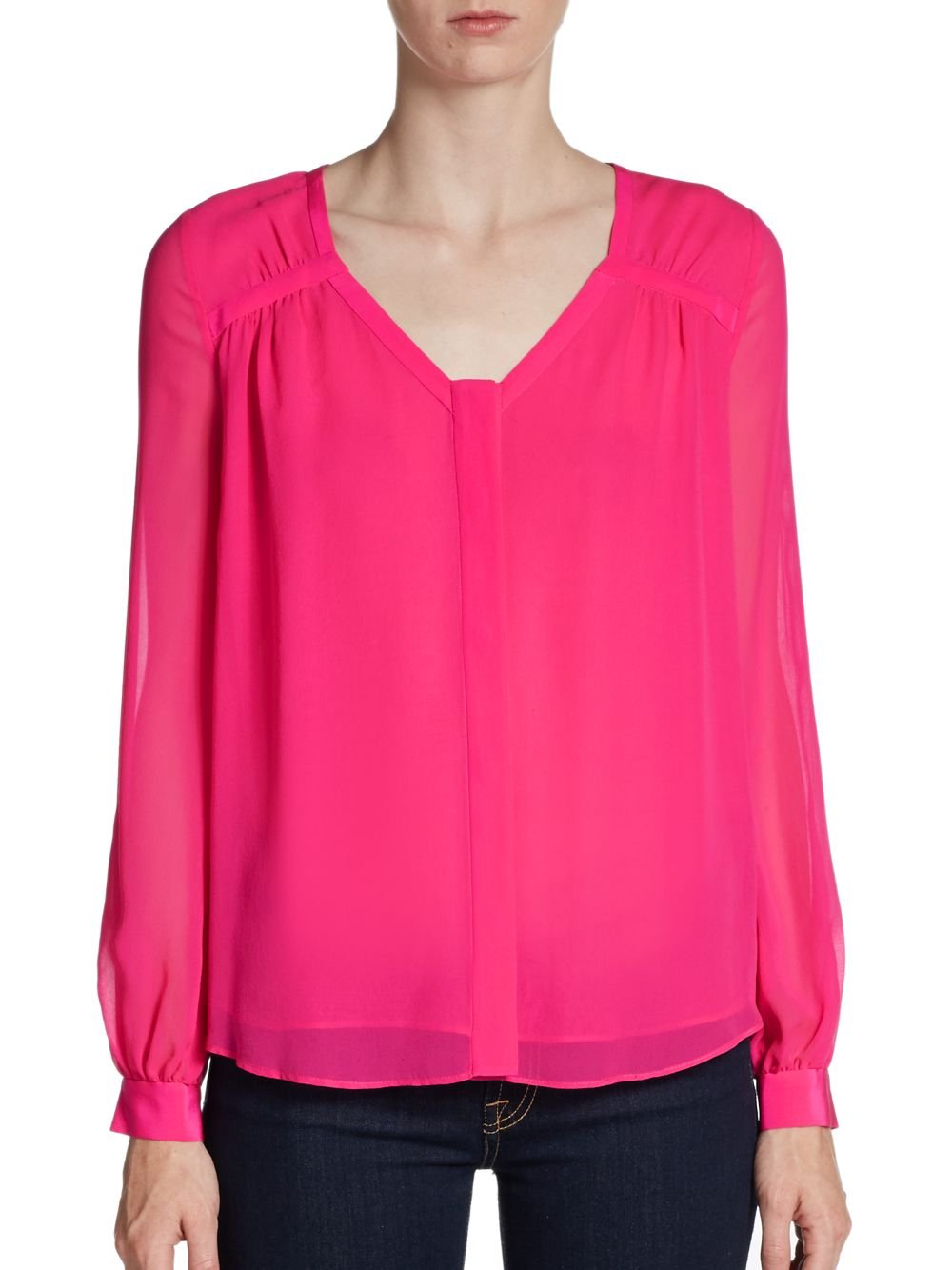 Diane Von Furstenberg Lane Silk Chiffon Blouse in Pink (fusion pink) | Lyst