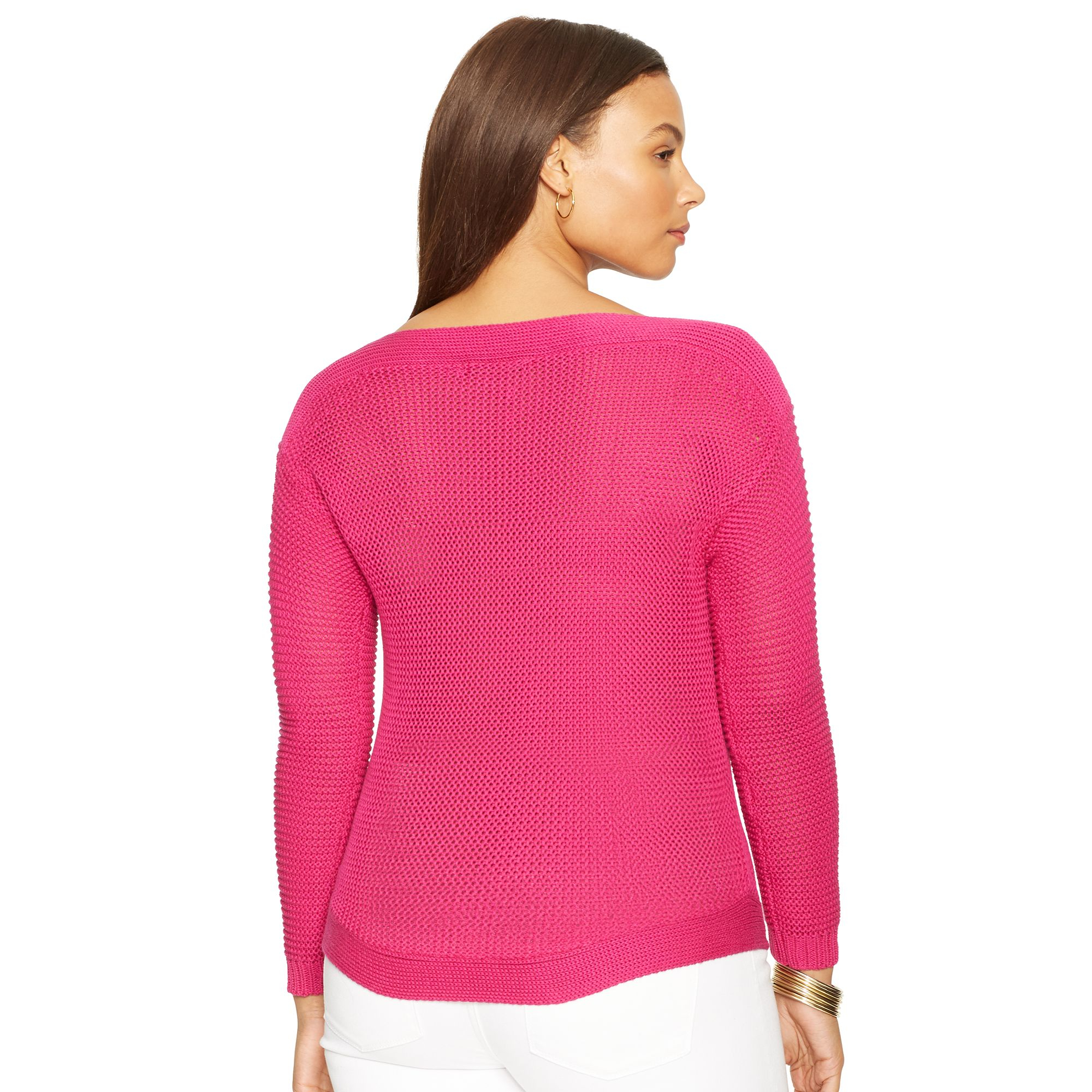 Ralph Lauren Cotton Boatneck Sweater In Pink Cruise Pink Lyst