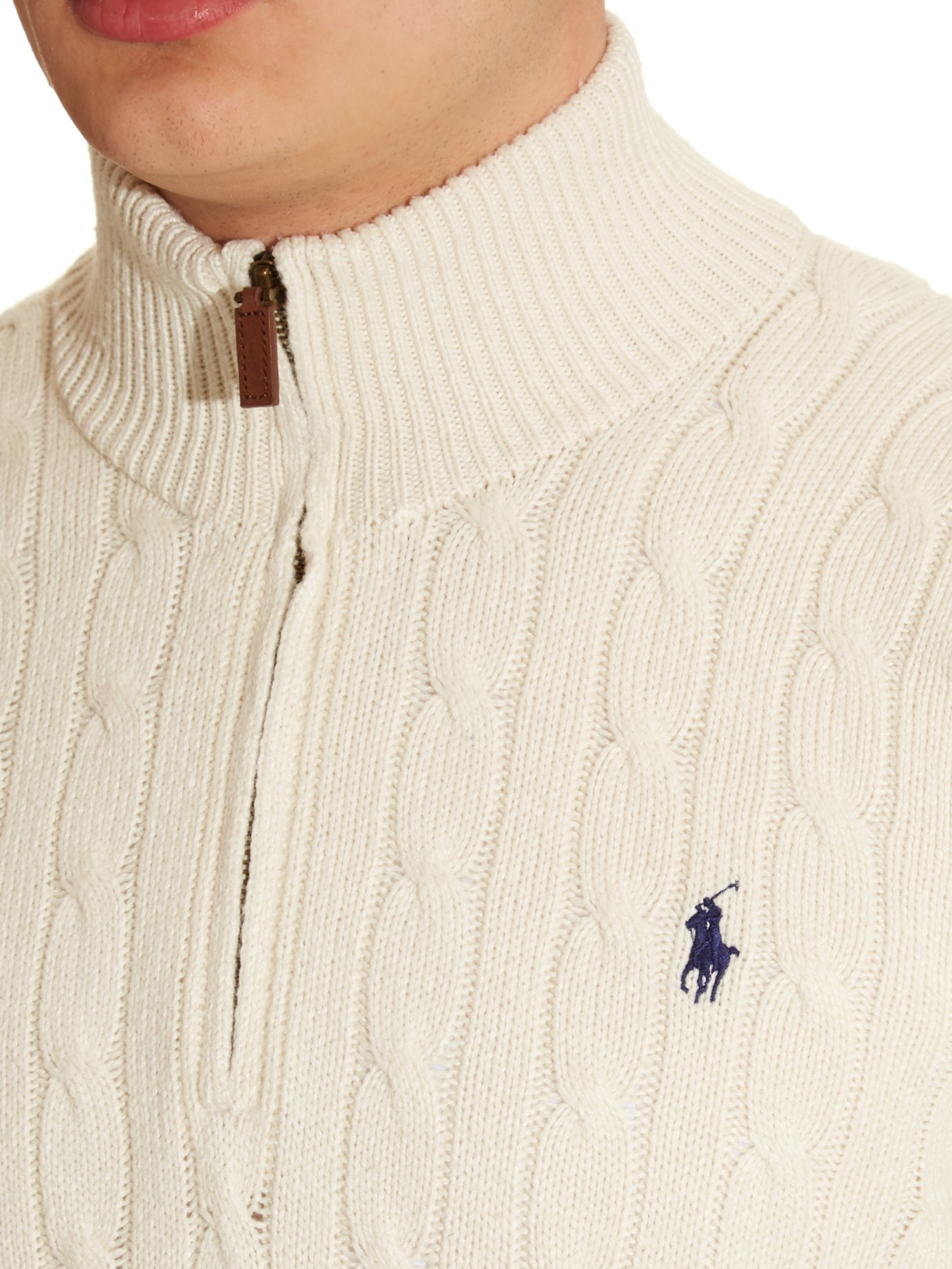 ralph lauren cable knit half zip