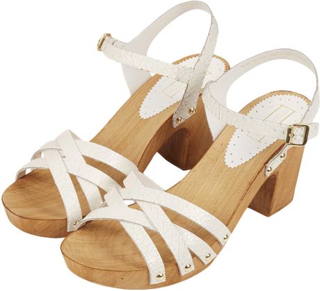 Topshop Nancy Chunky Wooden Sandals in White | Lyst