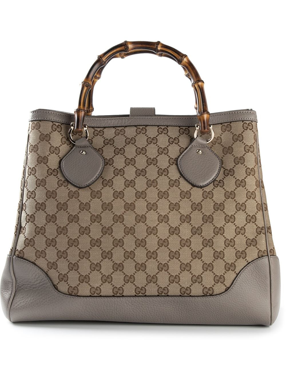 Lyst - Gucci Signature Monogram Wooden Handle Tote in Natural
