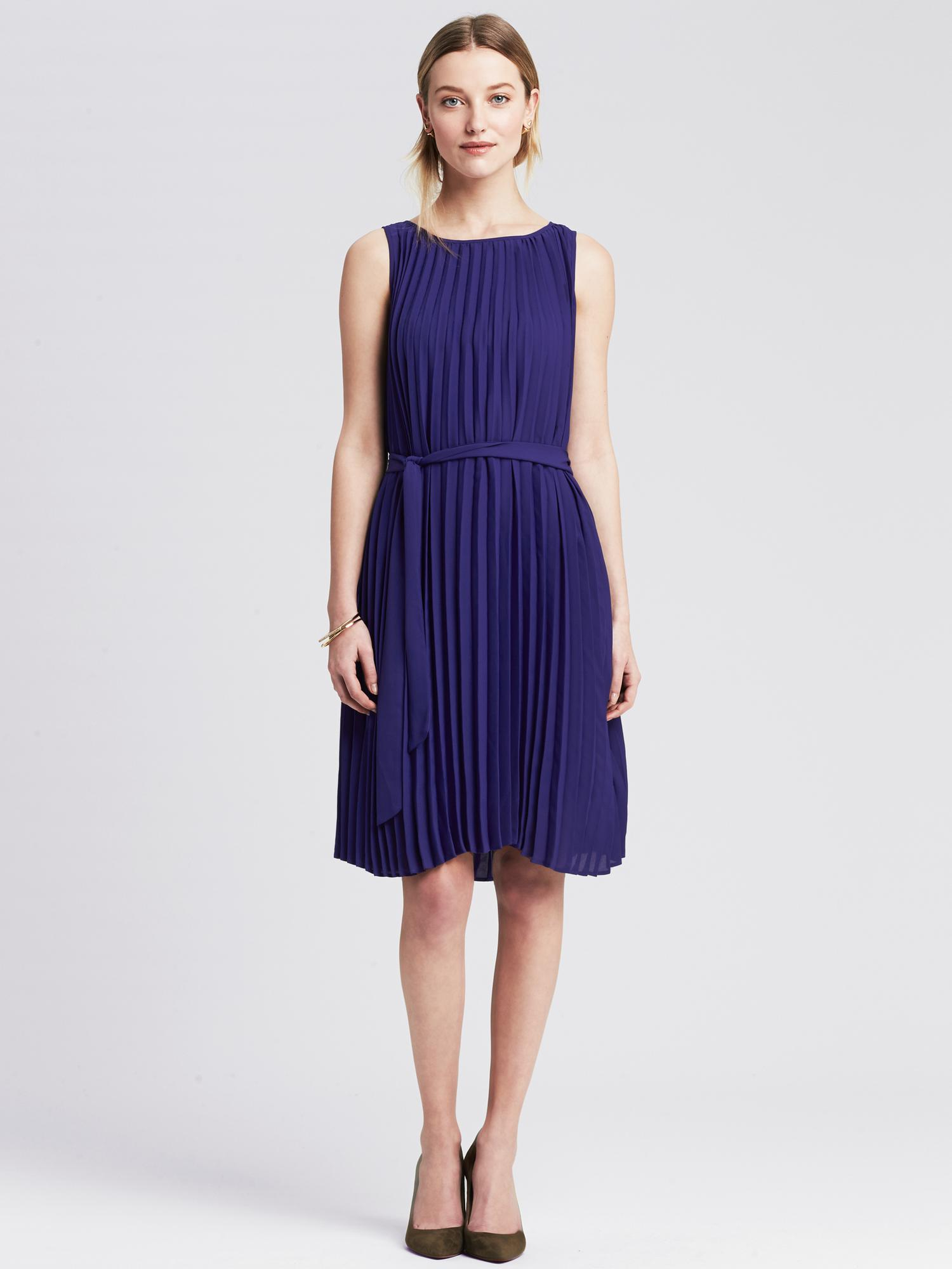 Banana republic Pleated Tiefront Dress in Purple (Royal violet) Lyst
