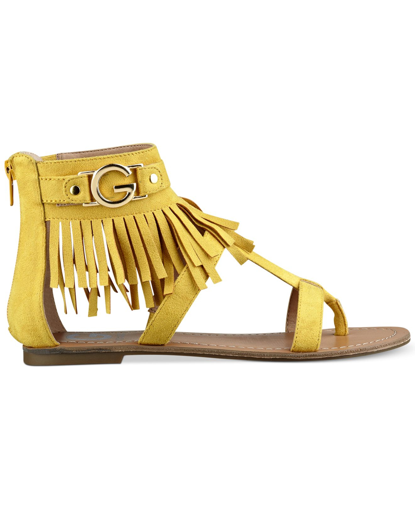 Lyst G By Guess Womens Hazed Fringe Gladiator Thong Sandals In Yellow 7744