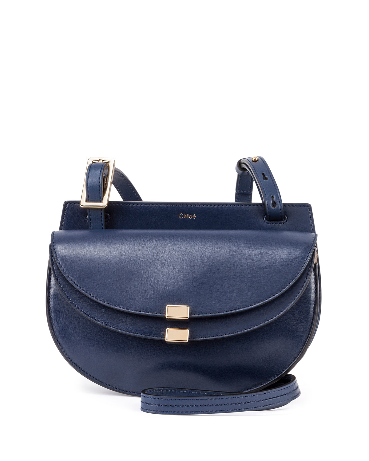 Chlo Georgia Mini Leather Cross-Body Bag in Blue (NAVY) | Lyst