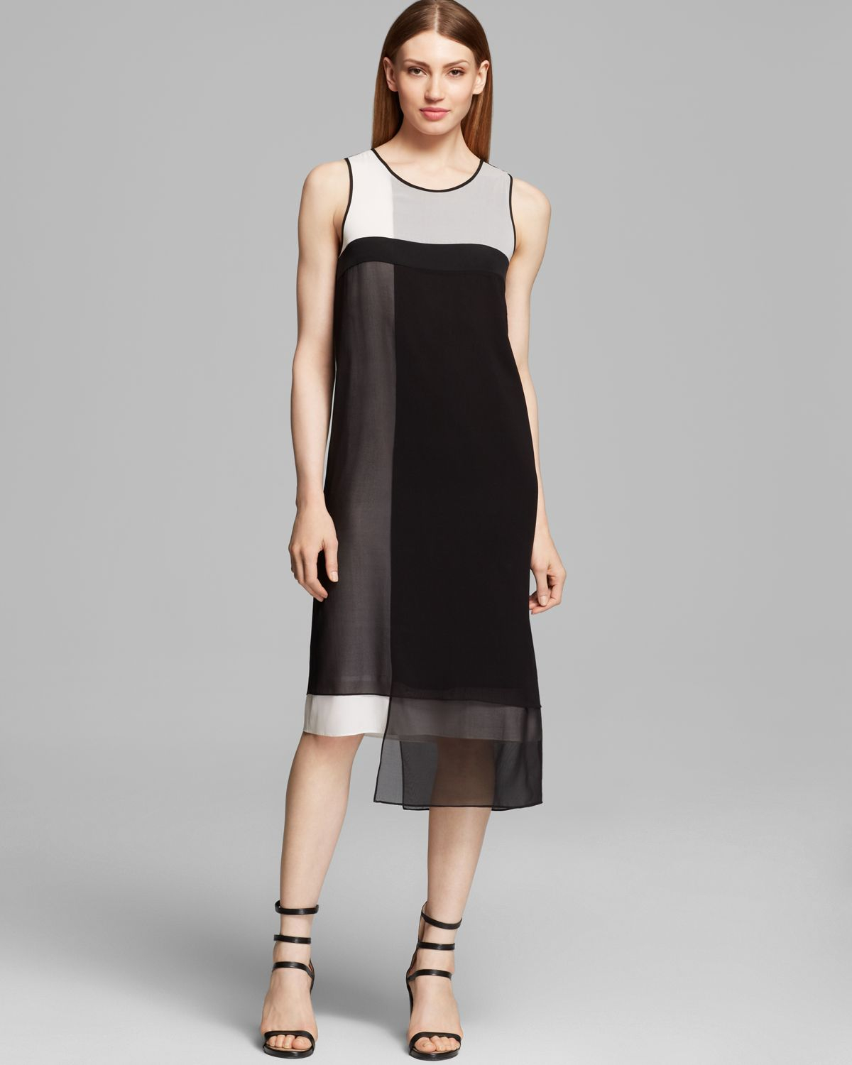 Lyst Dkny  Layered Color Block Tank Dress  in Black