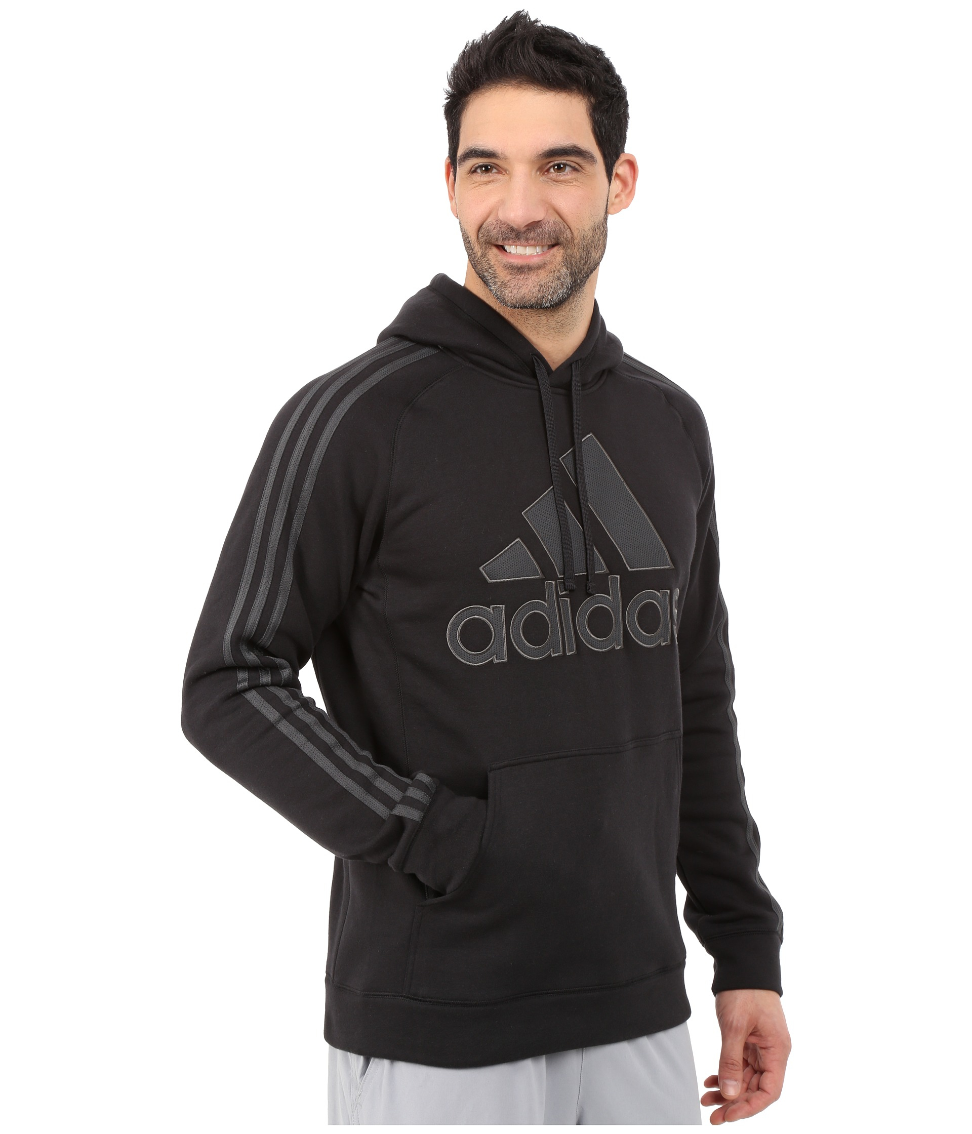 Adidas Essential Cotton Pullover Hoodie in Black for Men (Black/Dark