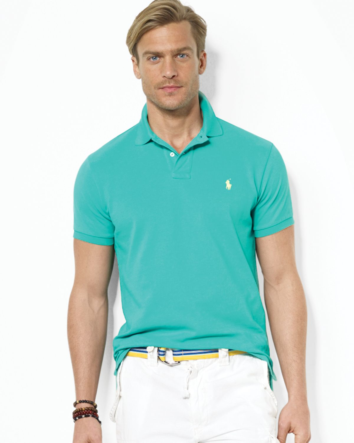 Ralph Lauren Polo Classic Mesh Polo Shirt Regular Fit in Green for Men ...