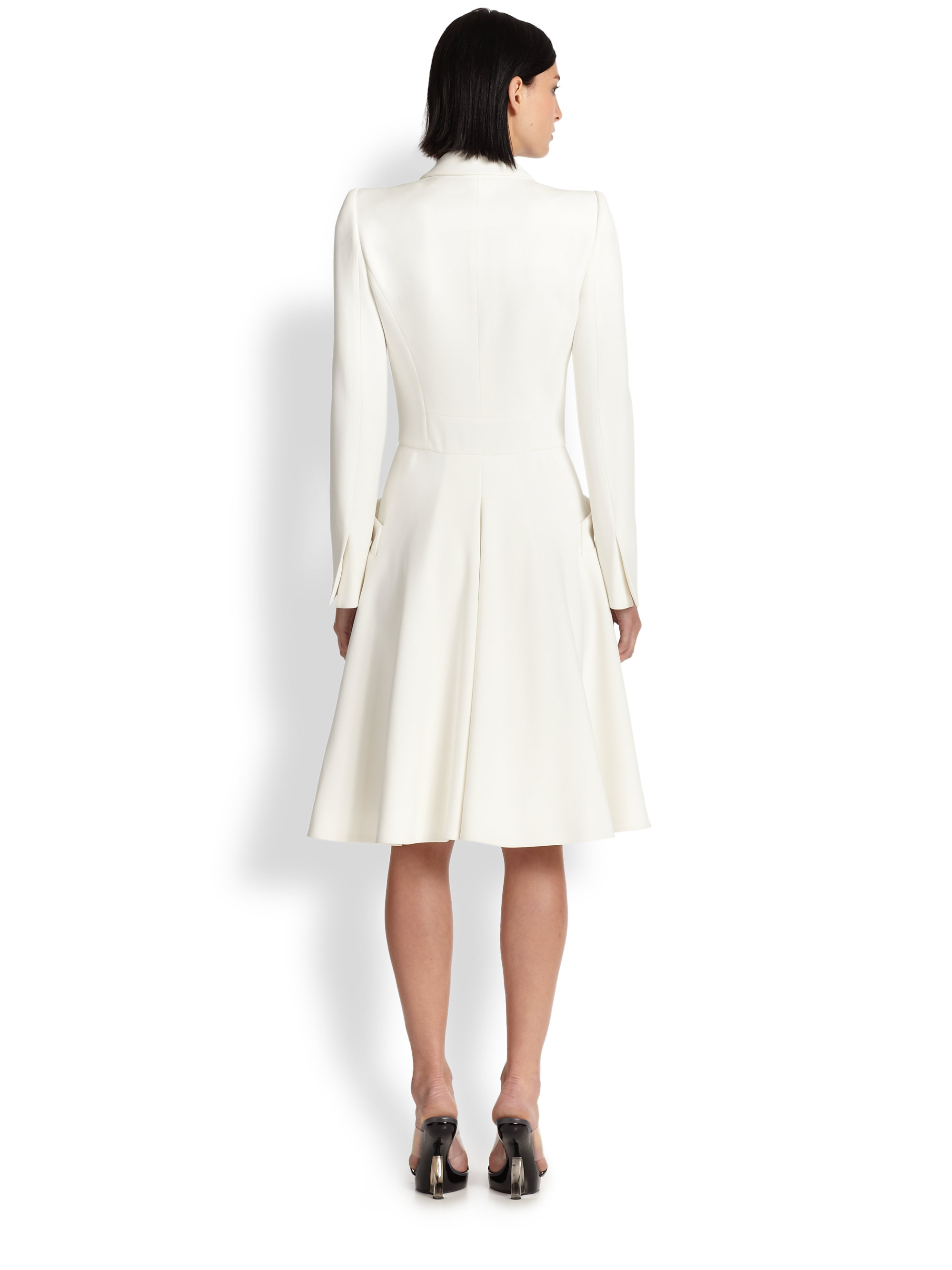 Lyst - Alexander Mcqueen Crepe Coat Dress in White