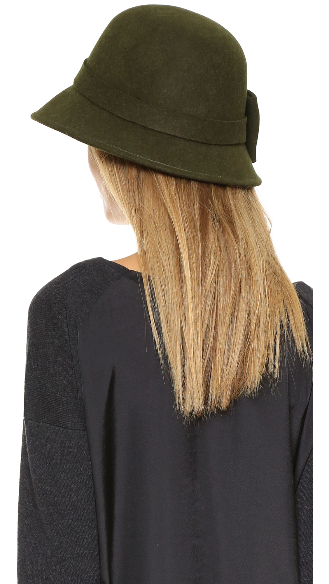 Kate spade Wool Felt Bow Hat Black in Green (Loam Green) Lyst