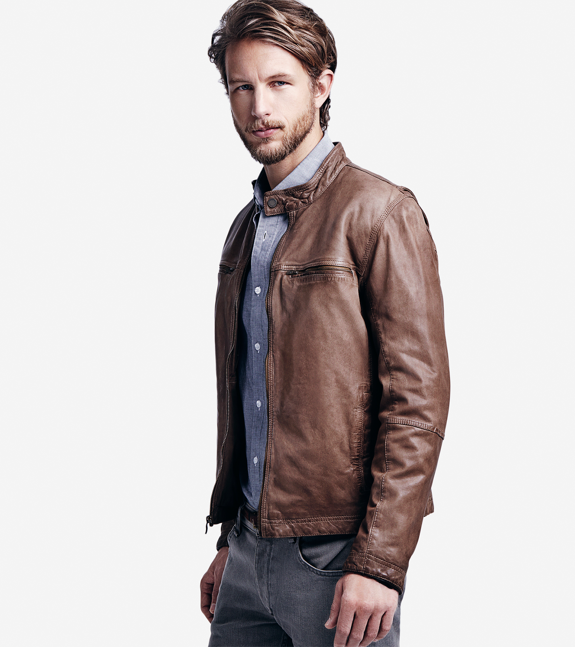 Cole Haan Vintage Lamb Moto Jacket In Brown For Men Lyst Gallery