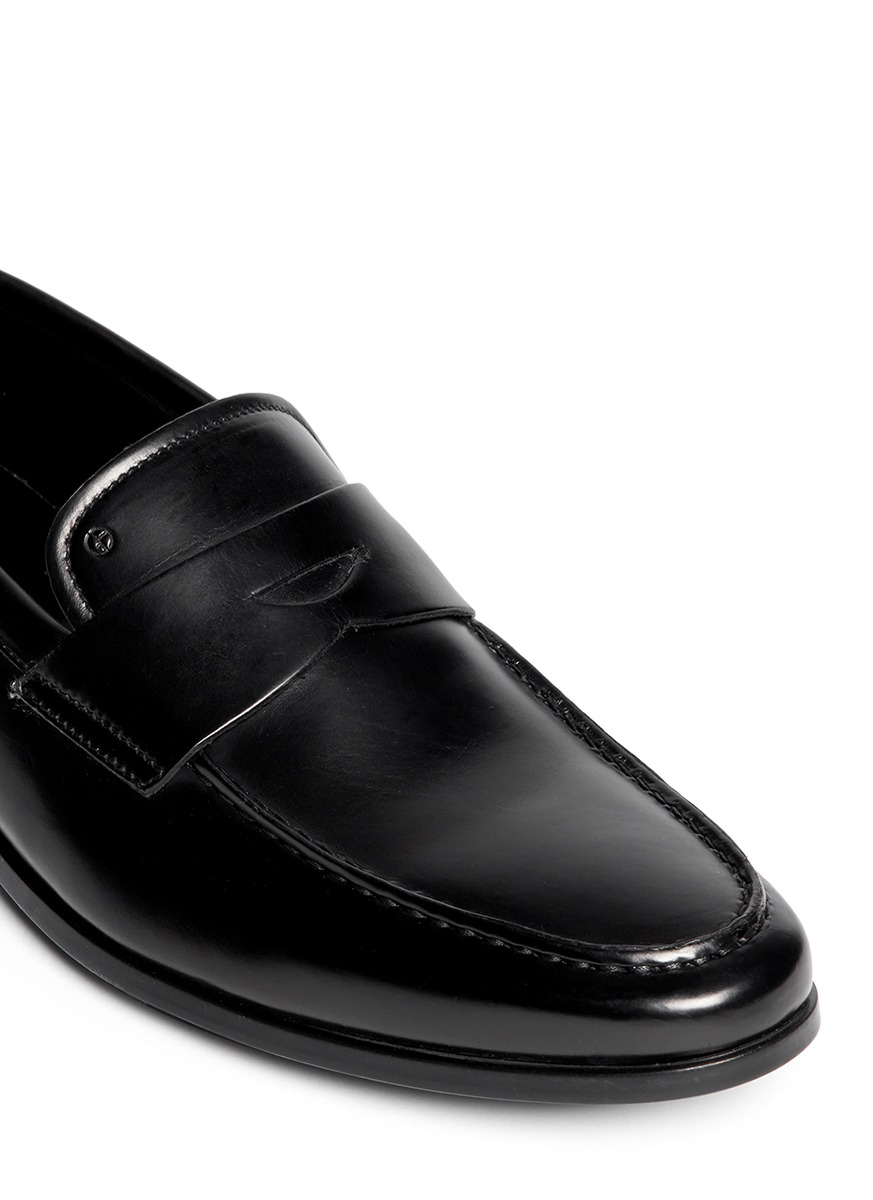 Giorgio Armani Leather Penny Loafers in Black for Men - Lyst