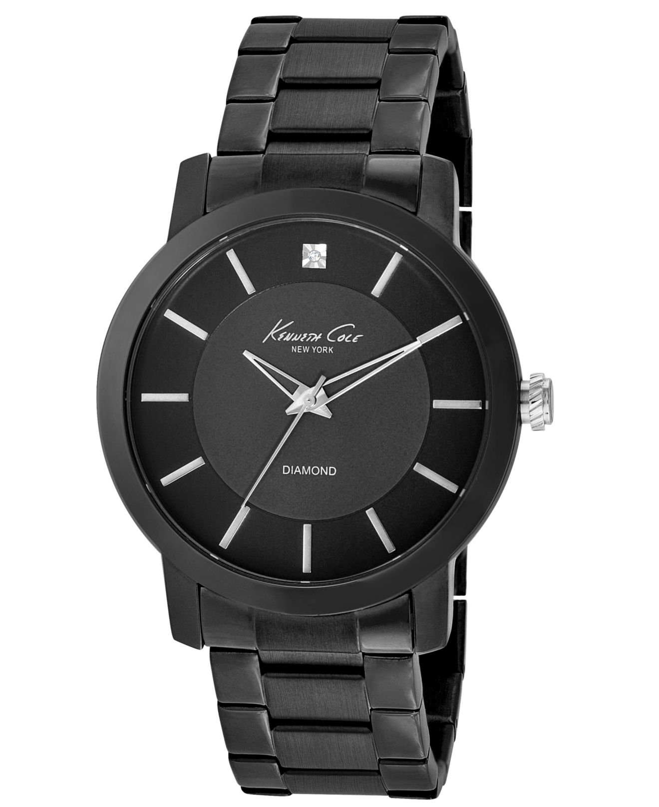 Kenneth cole Men's Diamond Accent Black Ion-plated Stainless Steel ...