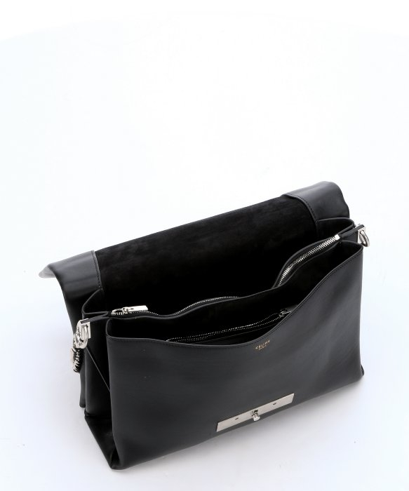 medium saddle bag in black smooth calfskin - celine  