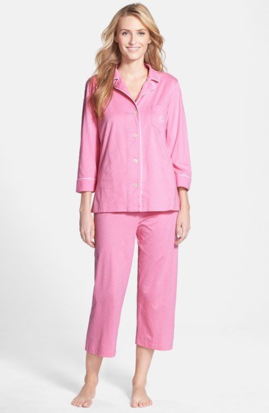 Lyst - Lauren By Ralph Lauren Knit Crop Pajamas in Pink