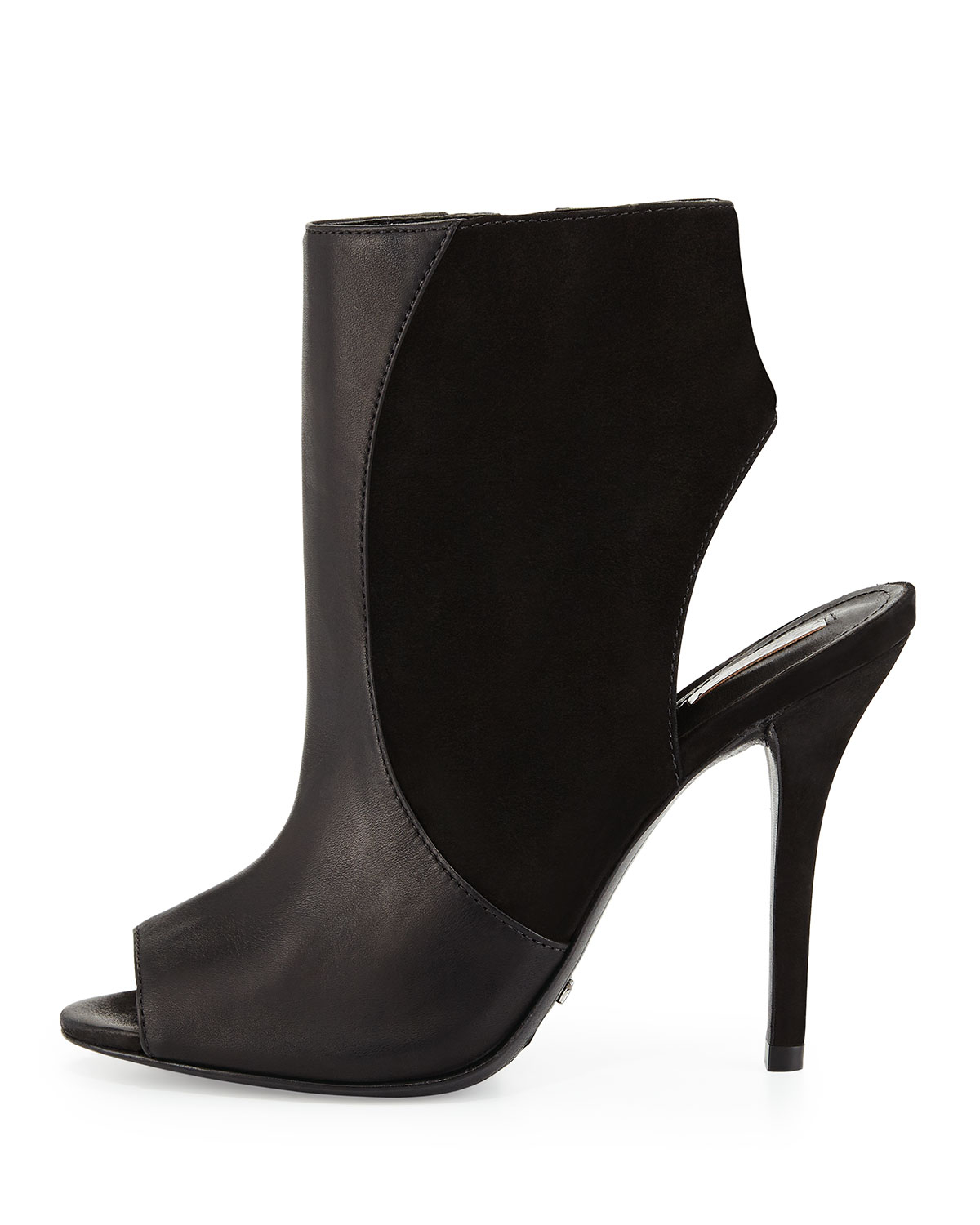 Schutz Quazar Leather Peep-toe Bootie in Black | Lyst