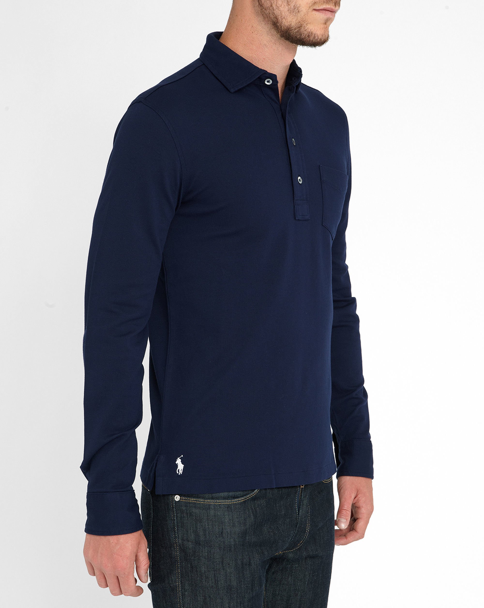 Polo ralph lauren Navy Long-sleeve Stretch Polo Shirt in Blue for Men ...