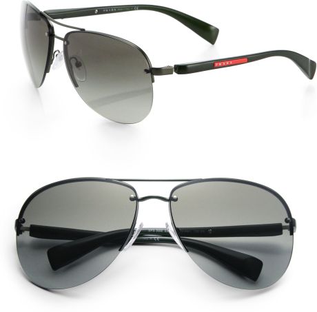 Prada Oversized Aviator Sunglasses in Green for Men (OLIVE-GREEN) | Lyst