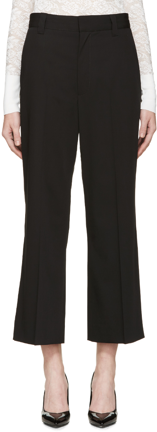 Marc jacobs Black Gabardine Cropped Flared Trousers in ...