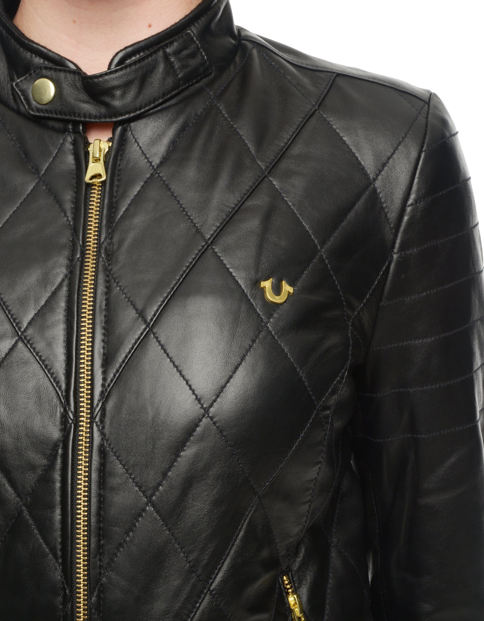 True Religion Leather Quilted Er Womens Jacket In Black Lyst Gallery