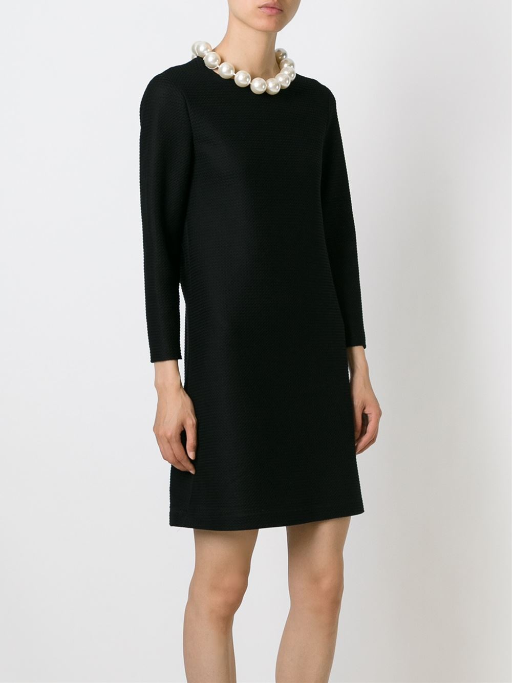 Boutique moschino Pearl Necklace Longsleeved Dress in Black Lyst