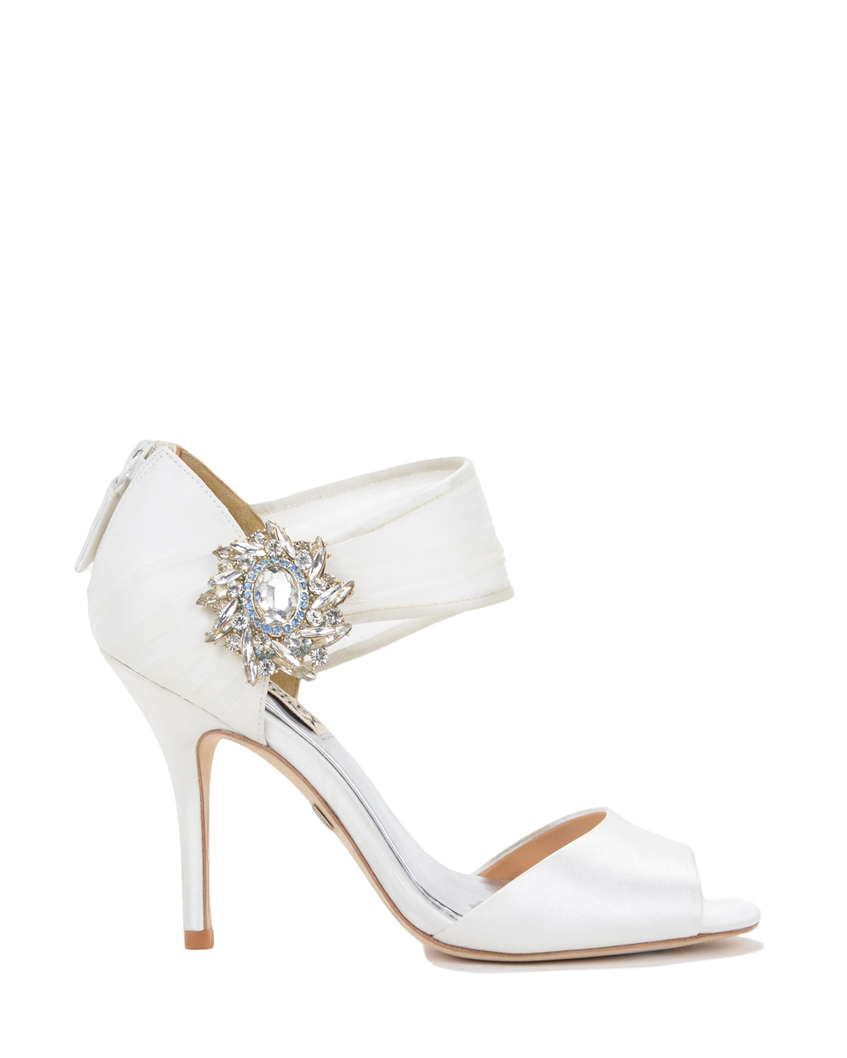 Badgley mischka Galya Embellished Strap Evening Shoe in White | Lyst