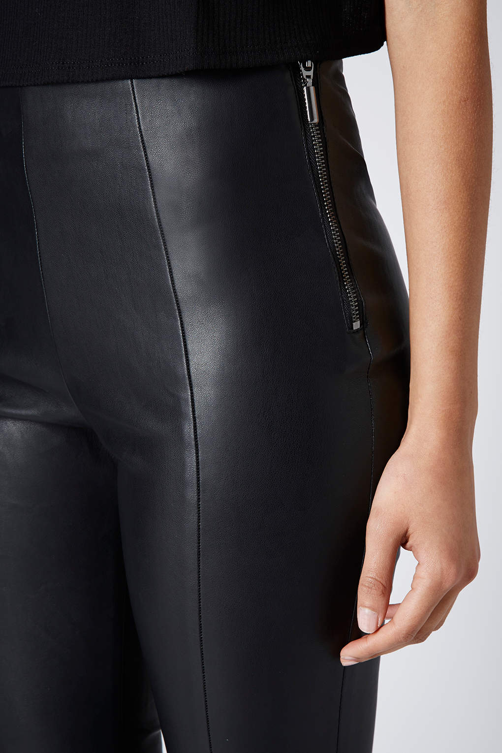 Lyst - Topshop Super Soft Leather Look Skinny Trousers in Black