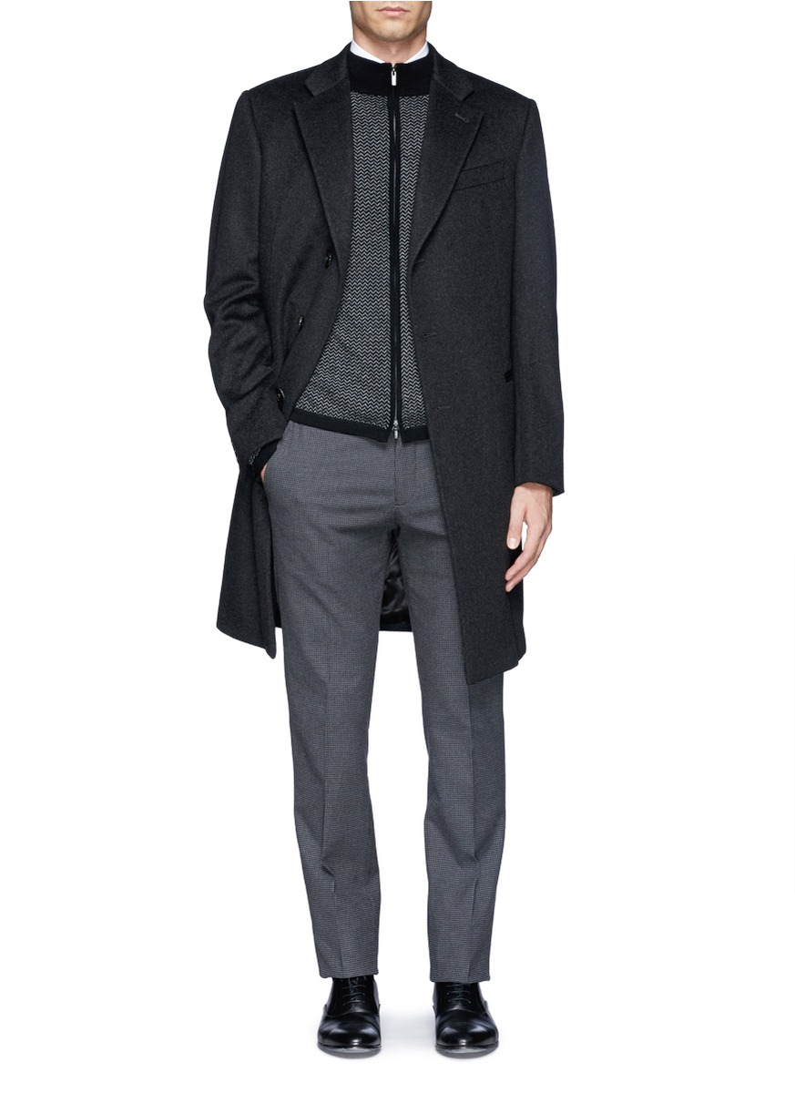 Armani Cashmere Overcoat in Gray for Men | Lyst