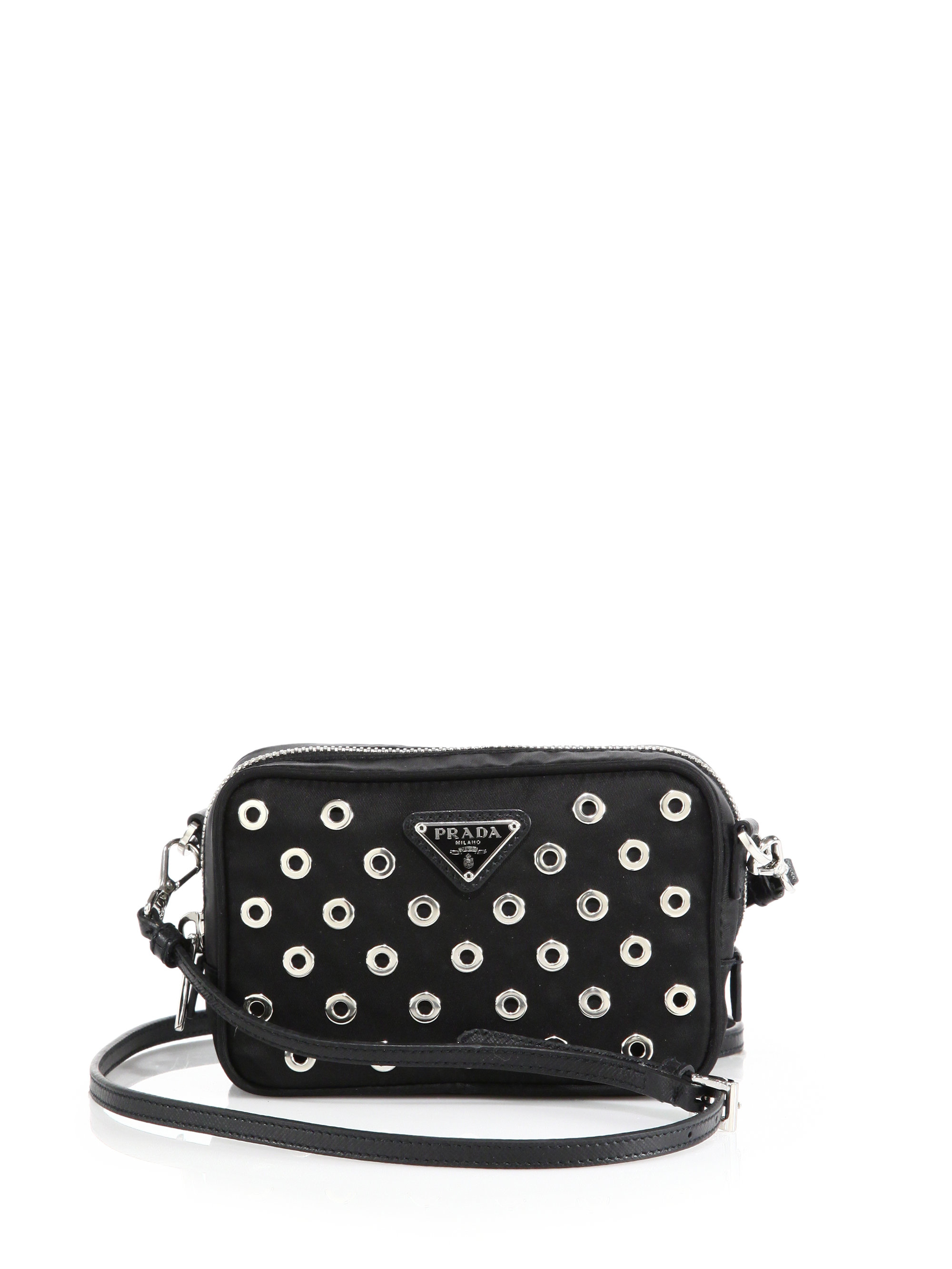 Prada Grommeted Nylon Camera Bag in Black | Lyst