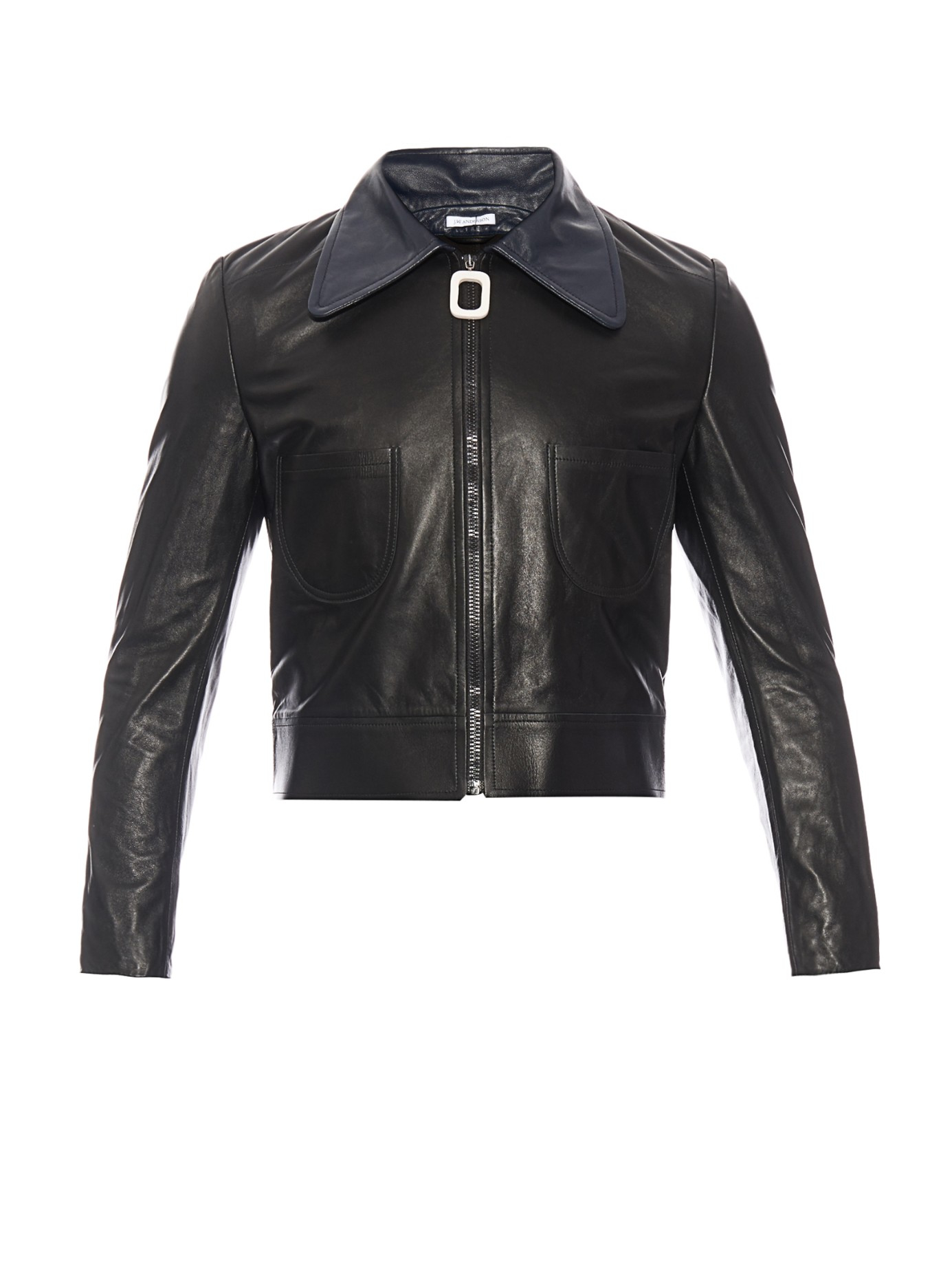 J W Anderson Two Tone Leather Cropped Jacket In Black For Men Lyst Gallery