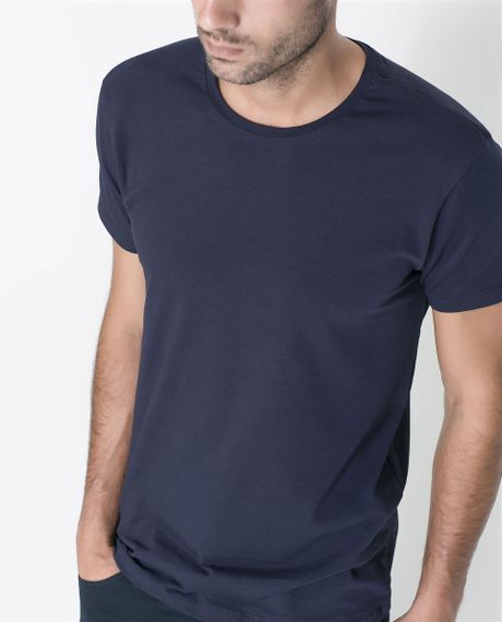 Zara Basic T-Shirt in Blue for Men (Navy blue) | Lyst