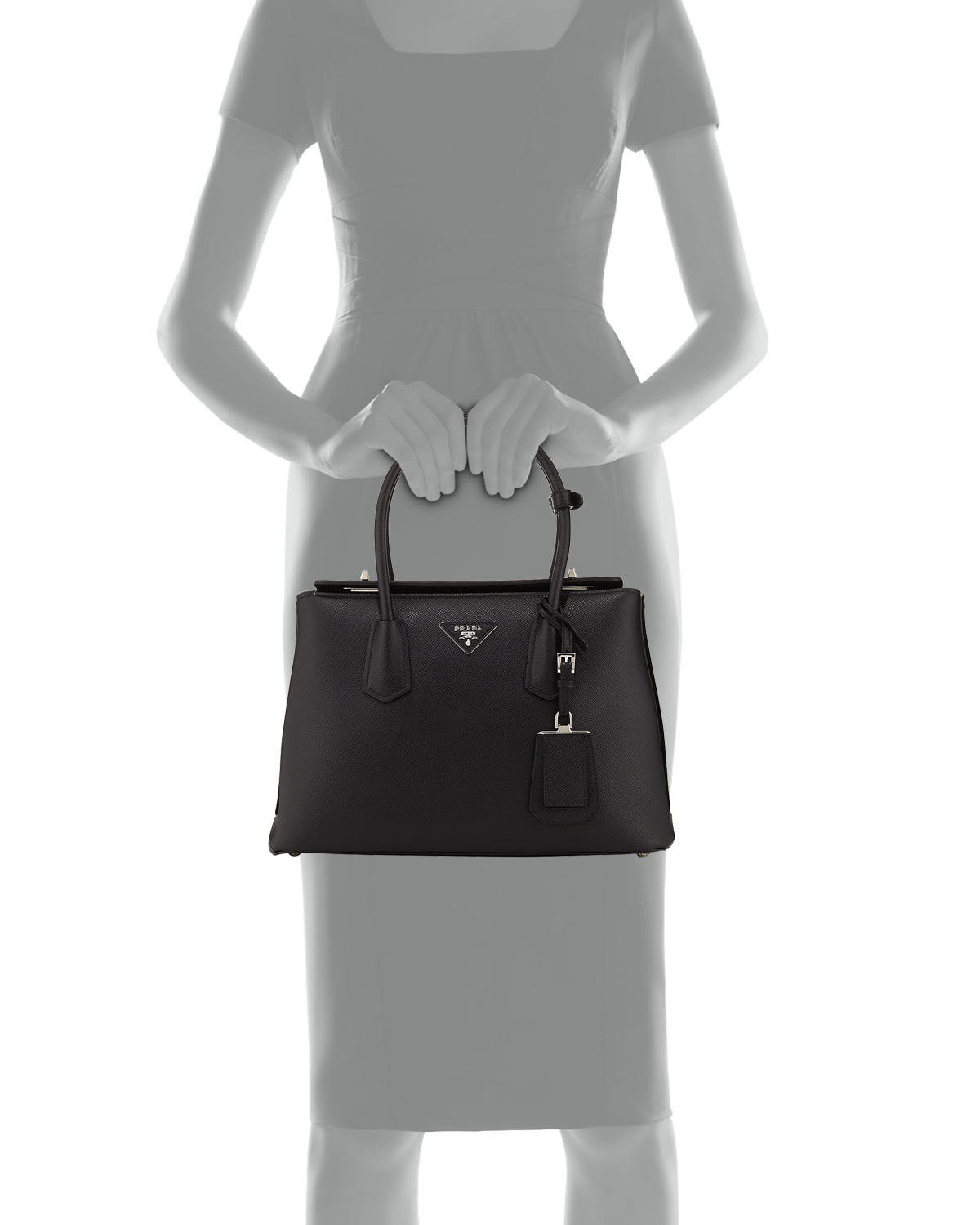 prada green handbag - Prada Saffiano Cuir Twin Bag in Black | Lyst