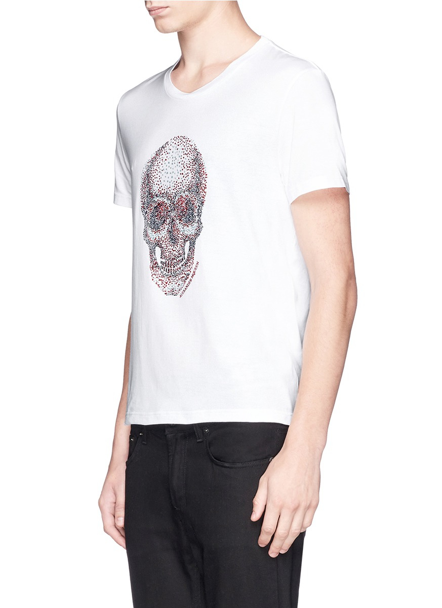 Lyst - Alexander Mcqueen Embroidered Skull T-Shirt in White for Men