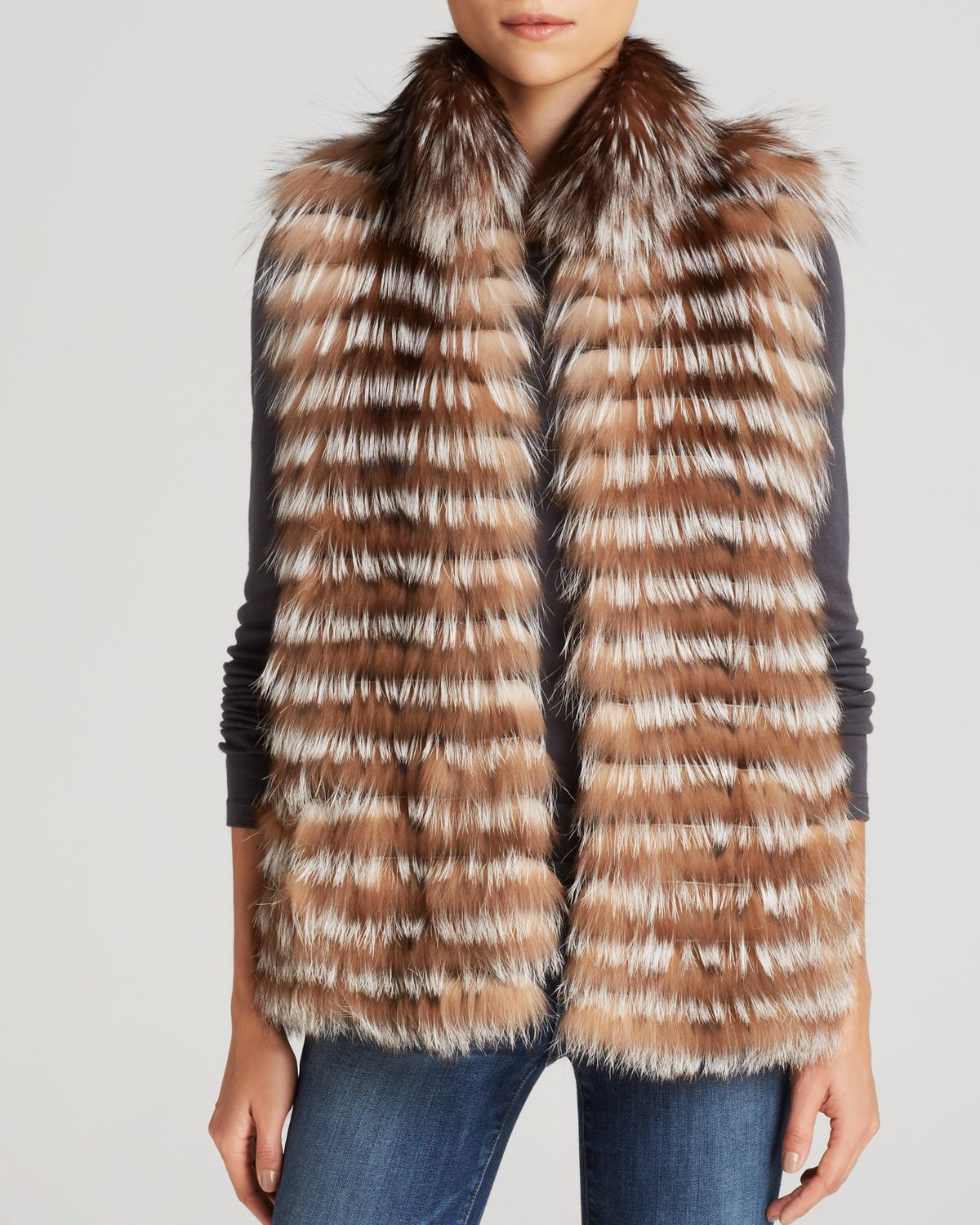 Lyst Maximilian Feathered Fox Fur Vest Bloomingdale'S Exclusive in