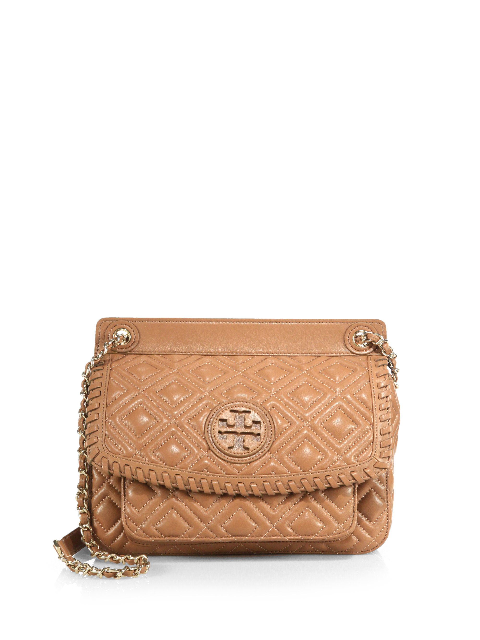 Tory Burch Marion Quilted Shoulder Bag in Brown (TIGERS EYE) | Lyst