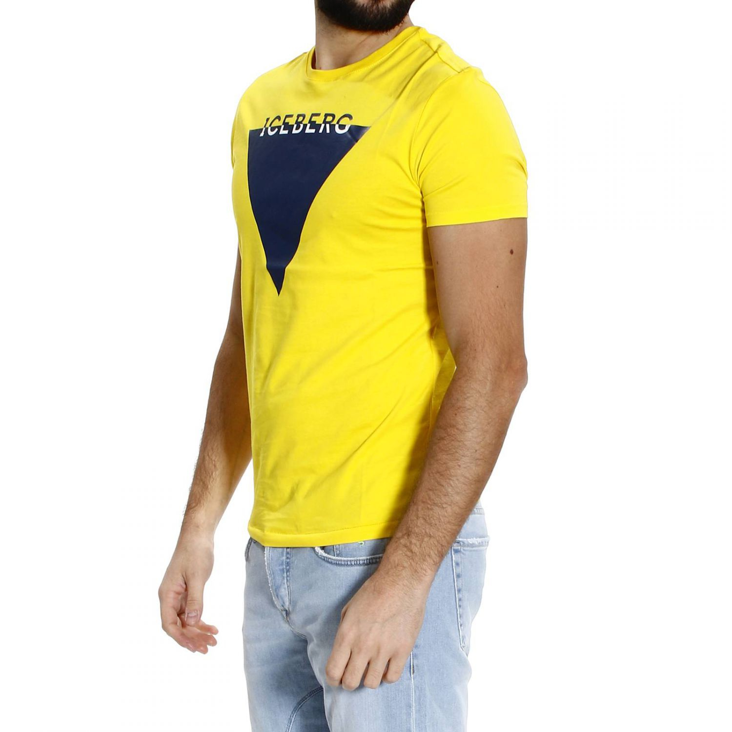 Iceberg T-shirt Short Sleeves Crewneck Logo Print in Yellow for Men | Lyst