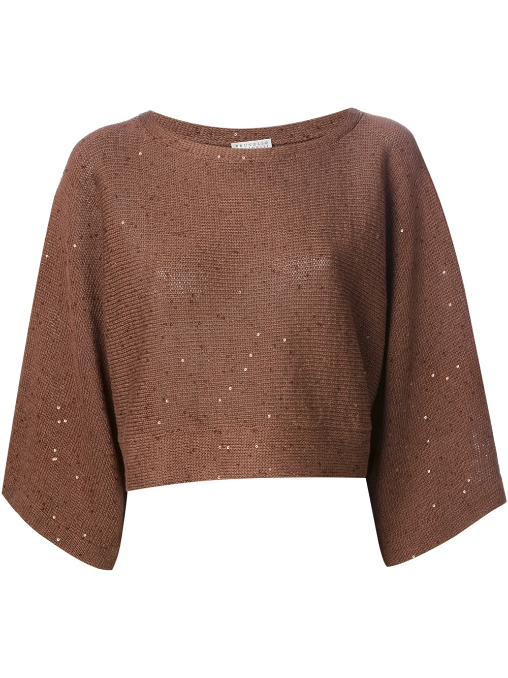 Brunello cucinelli Sequin Sweater in Brown | Lyst