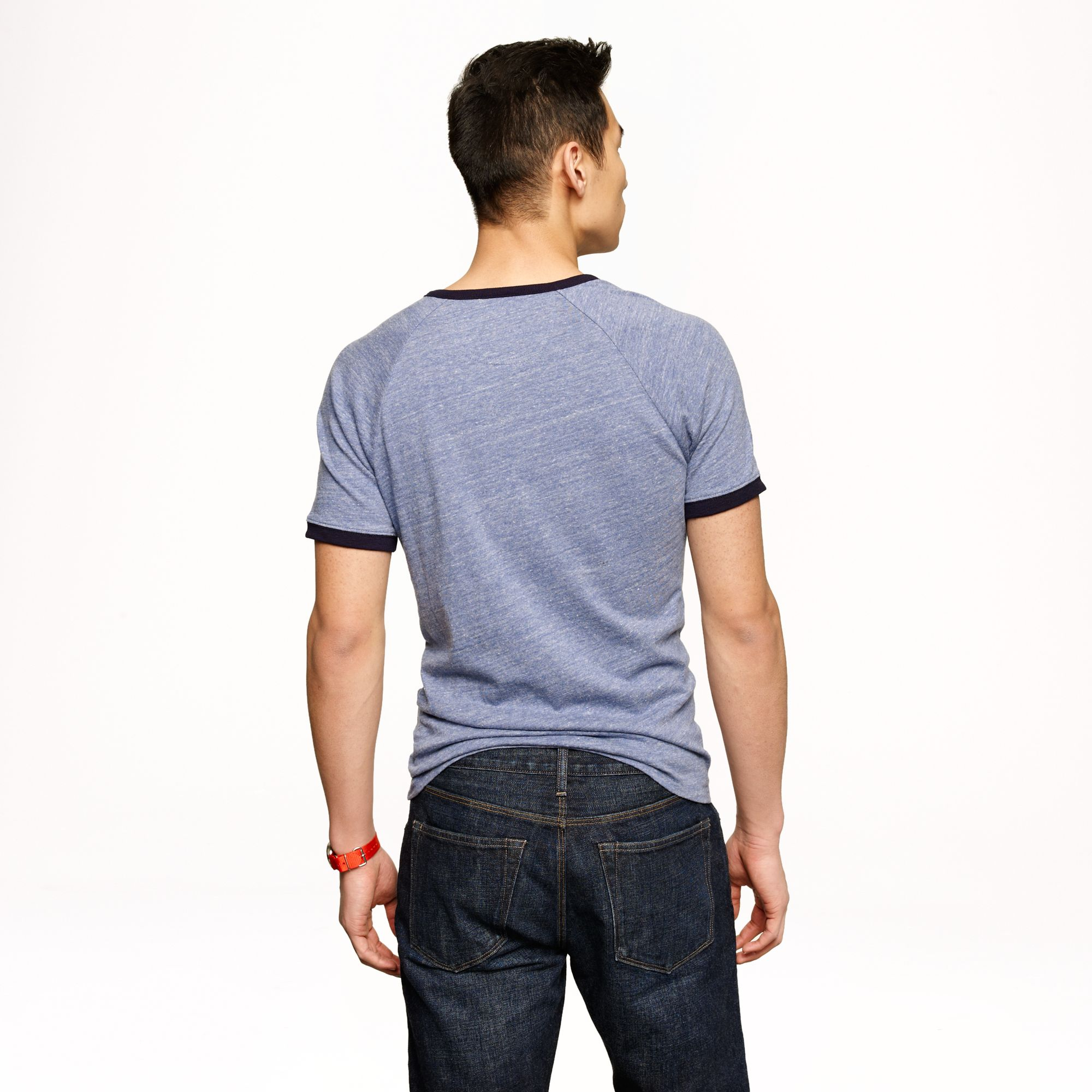 Lyst J.Crew Shortsleeve Contrast Trim Henley in Blue for Men