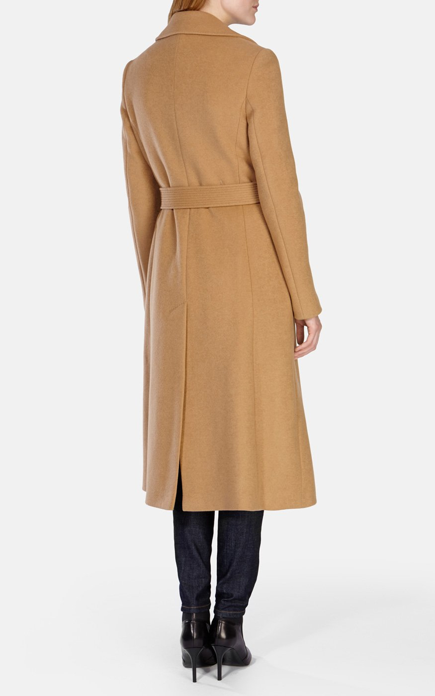 Karen Millen Wool Longline Camel Trenchcoat In Brown Lyst 7763