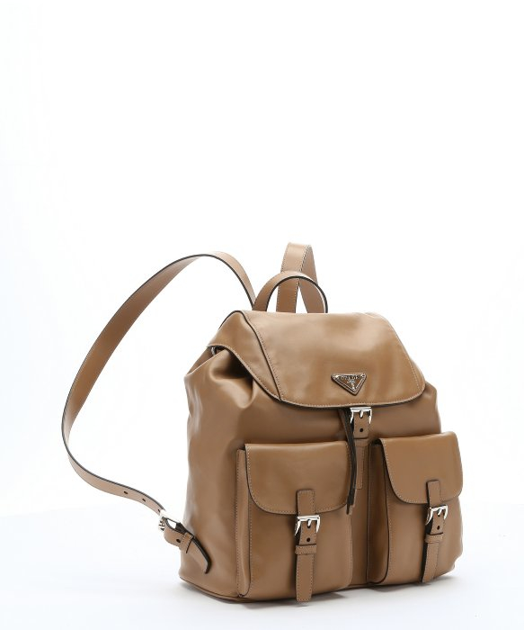 prada brown cloth backpack  