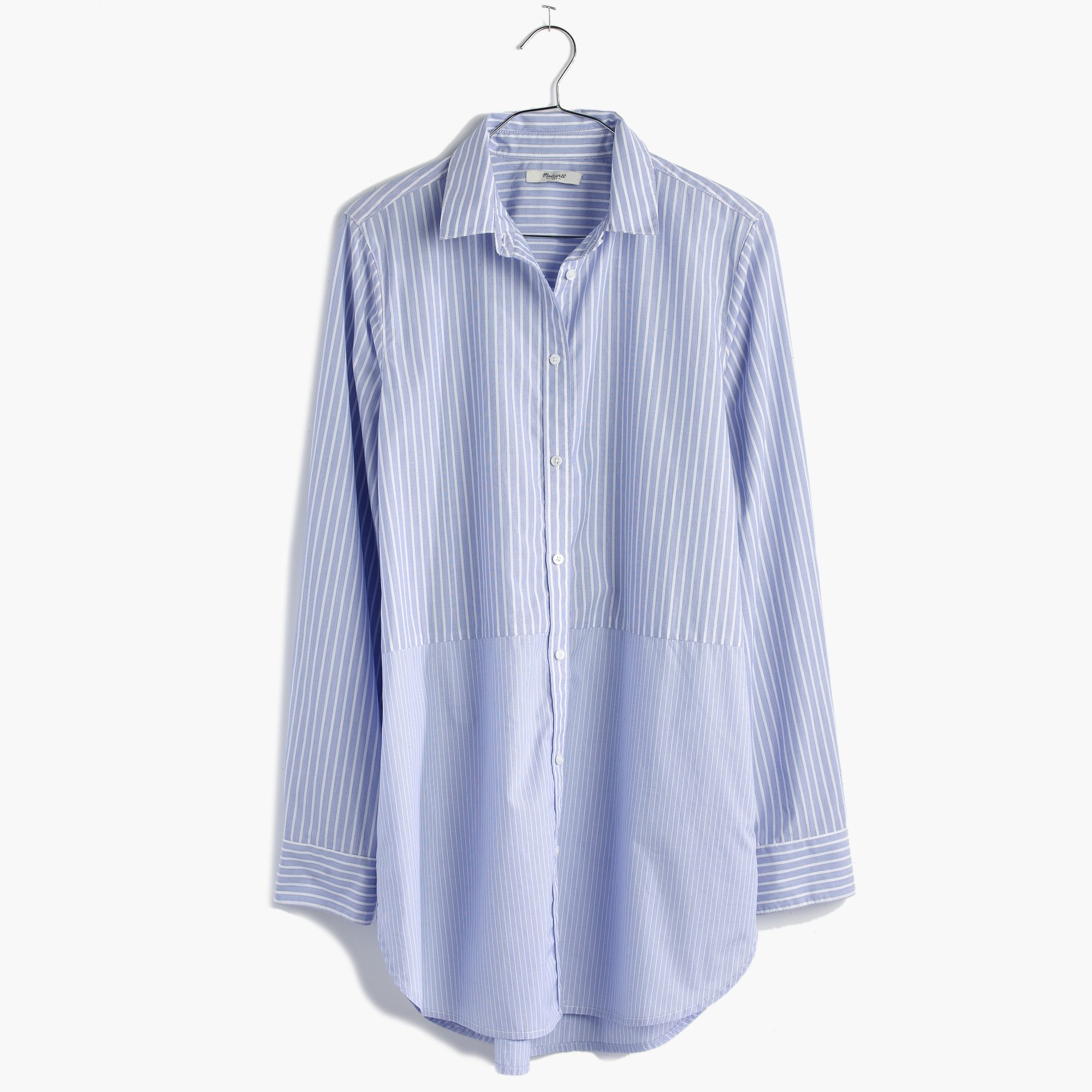 Lyst - Madewell Button-down Tunic Shirt With Pockets In Stripemix in Blue