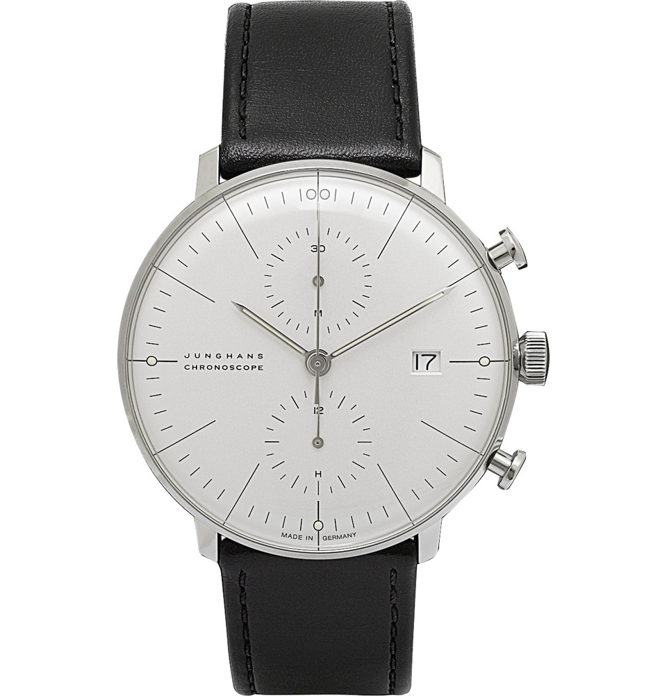 Lyst - Junghans Max Bill Stainless Steel And Leather Chronoscope Watch ...